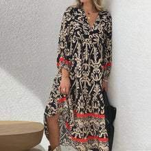 Laden Sie das Bild in den Galerie-Viewer, Langärmliges Blumenkleid mit V-Ausschnitt