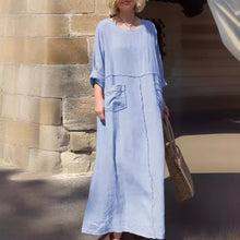 Laden Sie das Bild in den Galerie-Viewer, Lässiges Kleid mit Rundhalsausschnitt und langen Ärmeln