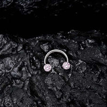 Laden Sie das Bild in den Galerie-Viewer, Hufeisenring mit Zirkonia und Gewindestäben für Piercings