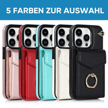 Laden Sie das Bild in den Galerie-Viewer, IPhone-Leder-Brieftaschenhülle mit Schlaufe und Umhängeband