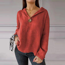 Laden Sie das Bild in den Galerie-Viewer, Einknopf-Frack-Kapuzen-Sweatshirt mit V-Ausschnitt