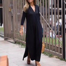 Laden Sie das Bild in den Galerie-Viewer, Elegantes, bequemes Kleid mit V-Ausschnitt