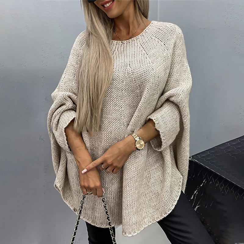 Eleganter gestrickter Cape-Pullover für Damen