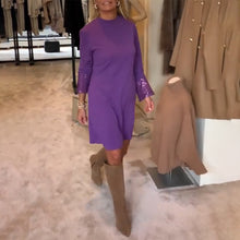 Laden Sie das Bild in den Galerie-Viewer, Lässiges Kleid mit geradem Bein und Einsätzen