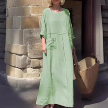 Laden Sie das Bild in den Galerie-Viewer, Lässiges Kleid mit Rundhalsausschnitt und langen Ärmeln