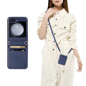 Handyhülle für Samsung Z Flip 3/4/5 Umhängetasche aus Leder mit Klappe