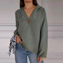 Laden Sie das Bild in den Galerie-Viewer, Einknopf-Frack-Kapuzen-Sweatshirt mit V-Ausschnitt