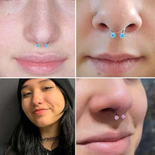Laden Sie das Bild in den Galerie-Viewer, Hufeisenring mit Zirkonia und Gewindestäben für Piercings