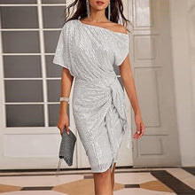 Laden Sie das Bild in den Galerie-Viewer, Schulterfreies Kleid mit Pailletten