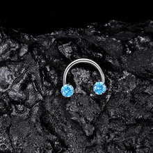 Laden Sie das Bild in den Galerie-Viewer, Hufeisenring mit Zirkonia und Gewindestäben für Piercings
