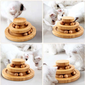 Katzenspielzeugkarussell aus Massivholz