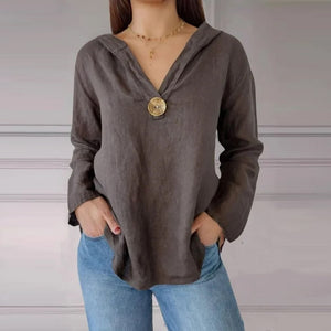 Einknopf-Frack-Kapuzen-Sweatshirt mit V-Ausschnitt