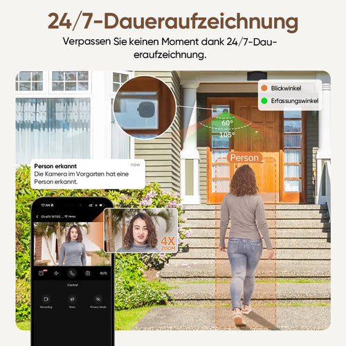 Smart WLAN-Fensterkamera 3MP mit Al-Nachtsicht