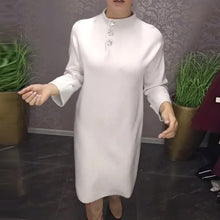 Laden Sie das Bild in den Galerie-Viewer, Einfarbiges, elegantes Kleid mit langen Ärmeln