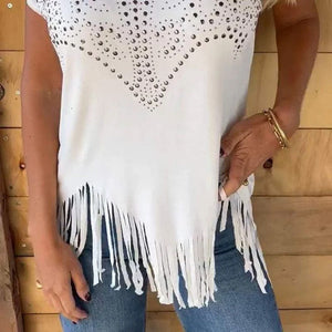 Einfarbiges Kurzarm-T-Shirt für Damen mit heißem Aufdruck