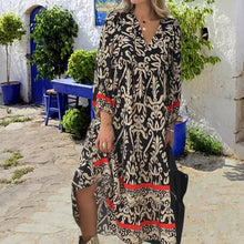 Laden Sie das Bild in den Galerie-Viewer, Langärmliges Blumenkleid mit V-Ausschnitt