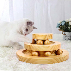 Katzenspielzeugkarussell aus Massivholz