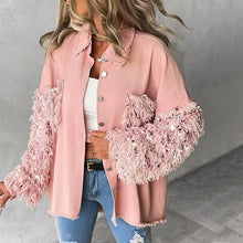 Laden Sie das Bild in den Galerie-Viewer, Pailletten-Patchwork-Cardigan-Jacke