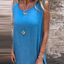 Laden Sie das Bild in den Galerie-Viewer, Damen Ärmelloses Freizeitkleid mit Rundhalsausschnitt