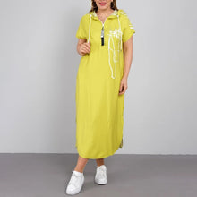 Laden Sie das Bild in den Galerie-Viewer, Trendiges Kapuzenkleid mit Reißverschluss