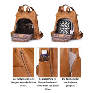 Diebstahlsicherer Lederrucksack für Damen