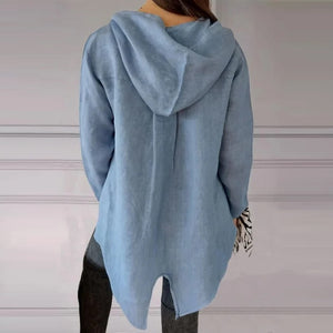 Einknopf-Frack-Kapuzen-Sweatshirt mit V-Ausschnitt