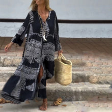 Laden Sie das Bild in den Galerie-Viewer, Langer Rock mit Ethno-Print und V-Ausschnitt