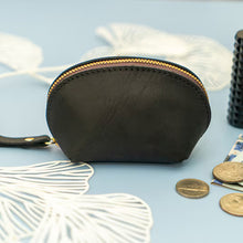 Laden Sie das Bild in den Galerie-Viewer, Kleine Münztasche aus Leder mit Reißverschluss