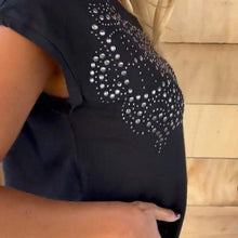 Laden Sie das Bild in den Galerie-Viewer, Einfarbiges Kurzarm-T-Shirt für Damen mit heißem Aufdruck
