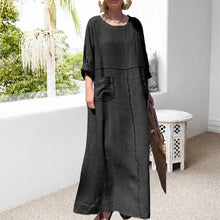 Laden Sie das Bild in den Galerie-Viewer, Lässiges Kleid mit Rundhalsausschnitt und langen Ärmeln