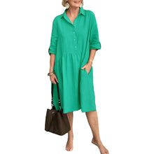 Laden Sie das Bild in den Galerie-Viewer, Freizeitkleid aus Baumwollleinen für Damen