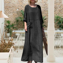 Laden Sie das Bild in den Galerie-Viewer, Lässiges Kleid mit Rundhalsausschnitt und langen Ärmeln