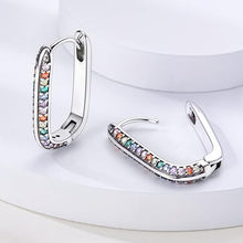 Laden Sie das Bild in den Galerie-Viewer, Modische geometrische Ohrclips mit bunten Zirkonia-Steinen