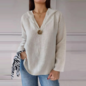 Einknopf-Frack-Kapuzen-Sweatshirt mit V-Ausschnitt
