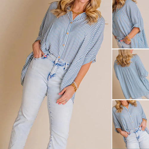 Übergroße, gestreifte, lockere Bluse