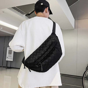 Damen Sommer Modische Gürteltasche mit Karomuster und Reißverschluss