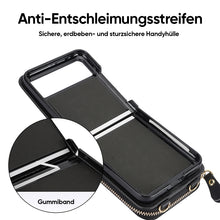 Laden Sie das Bild in den Galerie-Viewer, Kartenhalter aus Leder mit Reißverschluss für Samsung Galaxy Z Flip3/4/5