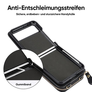 Kartenhalter aus Leder mit Reißverschluss für Samsung Galaxy Z Flip3/4/5