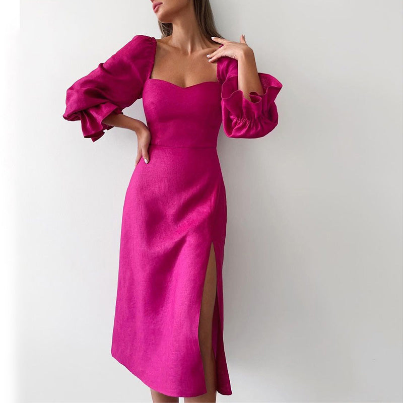 Geschlitztes Kleid mit Prinzessinnenärmeln