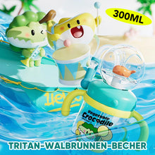 Laden Sie das Bild in den Galerie-Viewer, Auslaufsicherer Wal-Brunnenbecher mit Silikonstrohhalm