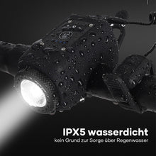 Laden Sie das Bild in den Galerie-Viewer, Wasserdichter Fahrradscheinwerfer für den Außenbereich mit Hupe
