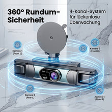 Laden Sie das Bild in den Galerie-Viewer, 360°-Rundumsicht-4-Kanal-Dashcam