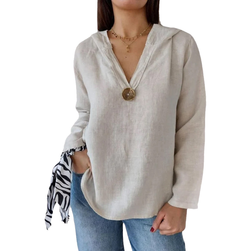 Einknopf-Frack-Kapuzen-Sweatshirt mit V-Ausschnitt