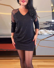 Laden Sie das Bild in den Galerie-Viewer, Sexy Mesh-Pailletten-Top mit V-Ausschnitt