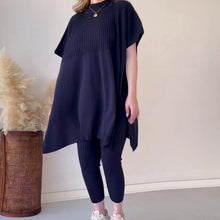 Laden Sie das Bild in den Galerie-Viewer, Zweiteiliges Stretch-Strickset für Damen (Oberteil + Hose)