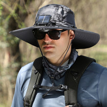 Laden Sie das Bild in den Galerie-Viewer, Solar- und USB-Ladeventilator Outdoor-Fischerhut