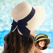 Laden Sie das Bild in den Galerie-Viewer, Sonnenschirm Strohhut mit Schleife