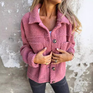 Einreihige Plüschjacke mit Revers
