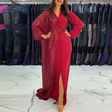 Laden Sie das Bild in den Galerie-Viewer, Personalisierte Pailletten Bodenlang Kleid