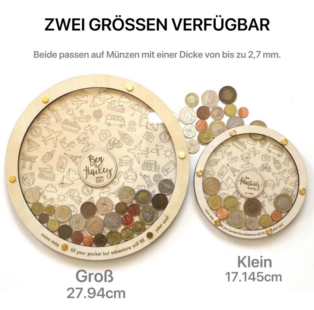 Personalisiertes Münzbox-Reisegeschenk